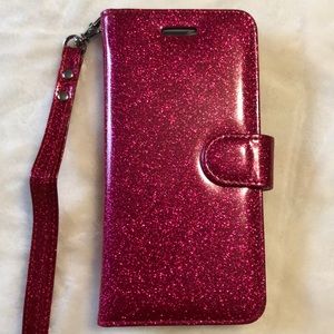 Pink Glitter iPhone 8 Plus Wallet Phone case